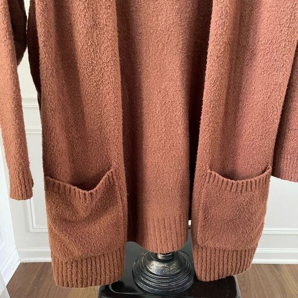 Eileen Fisher Copper Brown Longline Cardigan Pockets Organic Cotton Blend M - Picture 3 of 5